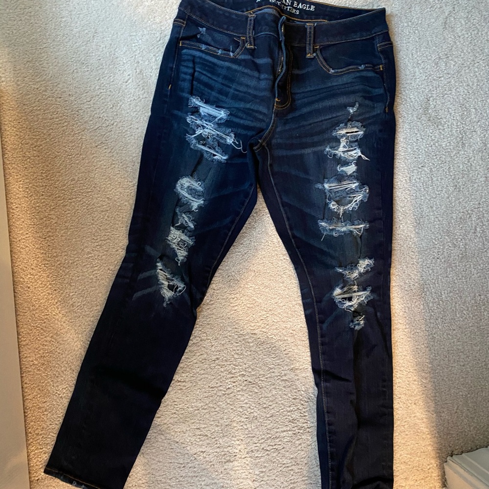 American Eagle Dark Wash Ripped Jegging